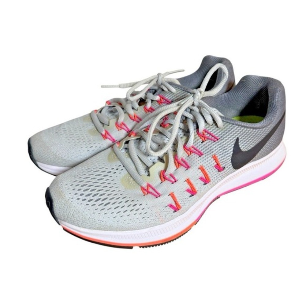 Nike Air Zoom Pegasus 33 Women 8.5 Pre-Owned Running Shoes Grey‎ Pink 831356-006
